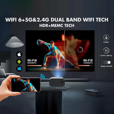 BT 5.0 블루투스 미니 휴대용 프로젝터 다각 조정 키스톤 수정 및 LED 광원 디스플레이 칩