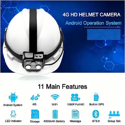 WiFi RTSP Onvif 라이브 스트림 모니터링 기능을 갖춘 산업용 4G 헬멧 카메라
